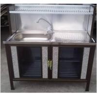 ราคา ซิ้งค์ล้างจาน1 หลุม มีที่พัก ขนาด 1 เมตร แบบมีตู้และต่อบน (สีชา) ตราซันชายน์ (000382)