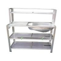 ราคา ซิ้งค์อลูมิเนียม 1 หลุม ขนาด 80 ซม. มีที่พัก 3 ชั้น เพิ่มต่อบน (000490)