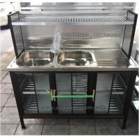 ราคา ซิ้งค์ล้างจาน 2 หลุม มีที่พัก ขนาด 1.20 เมตร แบบมีตู้และต่อบน (สีชา) (000775)