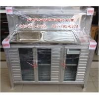 ราคา ซิ้งค์ล้างจาน 1 หลุม มีที่พัก ขนาด 1.20 เมตร แบบมีตู้และต่อบน (สีอลูมิเนียม) ยี่ห้อ ไลออน (000948)