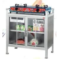 ราคา ตู้อลูมิเนียมวางเตา ขนาด 80 เซนติเมตร ตรา Lion ด้านบนเป็นกระเบื้อง สีอลู (000410)