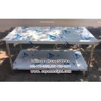 ราคา โต๊ะสแตนเลสขากลม 150ซม. 2 ชั้น (ย150*ก80*ส80ซม) (002252)