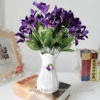 ราคา แจกันดอกไม้ประดิษฐ์ ทรงกลม ใส่ดอกไม้ลิลลี่สีม่วง 2 ช่อ แบบ-A4