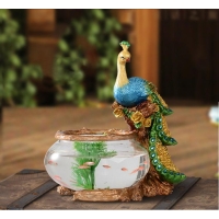 ราคา โหลเลี้ยงปลาสวยงาม สไตล์คอทเทจ แบบ-B ตกแต่งด้วยนกยูง