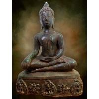 ราคา พระเชียงแสน สิงห์3 ฐานลายพระพุทธ หน้าตัก 9 นิ้ว เนื้อสำริดสนิมเขียว