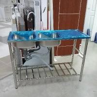 ราคา K12050 อ่างซิงค์ล้างจาน 2หลุม พร้อมขา+ก๊อก ซีเคียว (10903271677)