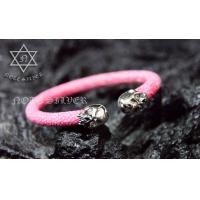 ราคา กำไลหนังกระเบนแท้สีชมพู หัวกะโหลกฝังตาเพชร NSWB1718 (1718)