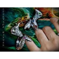 ราคา แหวนเงินแท้ลายพญานาคฝังพลอยนพเก้า พลอยแท้ sterling silver 92.5 NSRG2627 (2627)