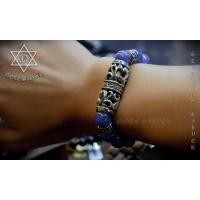 ราคา สร้อยข้อมือหินแทนซาไนท์แท้เกรดดี สีเข้ม (TANZANITE) ประดับปลอกตะกรุดเงินแท้สวมยันต์หลวงพ่อเปิ่น Sterling Silver 925 NSBL2647 (2647)