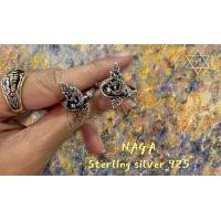 ราคา แหวนพญานาคเนื้อเงินแท้ตาฝังพลอยสวาไลท์สีเขียวสว่าง Sterling Silver 925 NSRG2602 (2602)