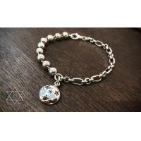 ราคา ข้อมือเงินแท้ลายโซ่ผ่าหวาย ผสมสร้อยข้อมือลายบอลกลม ห้อยจี้ทรงกลมลายดาวฝังพลอยแดง Sterling Silver 925 NSBL2836 (2836)