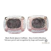 ราคา Black Rutile Quartz Sterling Silver Cufflinks สี Rose Gold & Rhodium รุ่น Luxury (71)