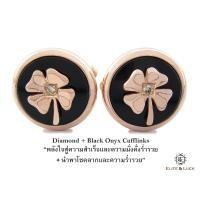 ราคา Diamond + Black Onyx Sterling Silver Cufflinks สี Rose Gold รุ่น Lucky (109)
