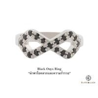 ราคา แหวน Black Onyx Sterling Silver สี Rhodium รุ่น Infinite (435)