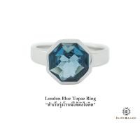 ราคา แหวน London Blue Topaz Sterling Silver สี Rhodium รุ่น Glamorous (552)