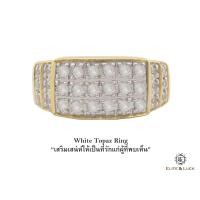 ราคา แหวน White Topaz Sterling Silver สี 18K Yellow Gold รุ่น Noble-II ใหญ่ : หน้า 10.7 X 15.3 mm., Size 60 (618)