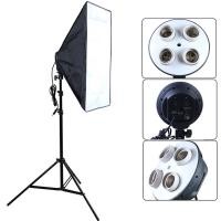 ราคา โคมไฟสตูดิโอ แบบ4ขั้วหลอดไฟ (100-240V Lighting Box E27 4-Lamp) พร้อมซอฟบอค50*70cm พร้อมขาตั้งสูงได้ถึง 2เมตร stu04std (850)