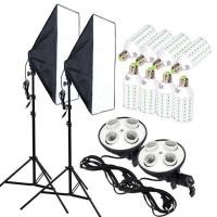 ราคา โคมไฟสตูดิโอ ชุดใหญ่ Photo Studio 8PCS 40w LED Bulbs 50*70cm Continuous Lighting Softbox 4-Lamp-Holder Diffuser Light Stand 2pcs Photography Kit (851)