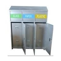 ราคา ถังขยะสแตนเลสแยกประเภททรงเหลี่ยม 3 ช่อง (180)