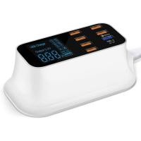 ราคา CD-A19Q ปลั๊กชาร์จ หัวชาร์จ ชาร์จได้ถึง 8 อุปกรณ์ 7 USB+ 1 พอร์ต Type C USB charger Quick Charge 3.0 จอแสดงผล LED (8139276953)