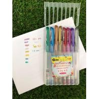 ราคา ปากกาเจลกากเพชร 1.0 มม เซ็ต 8 ด้าม #7206C (ราคา/6 เซ็ต) (4708)