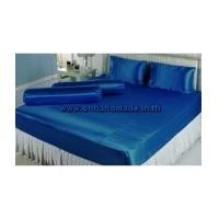 ราคา ผ้าปูที่นอนผ้าซาตินแท้ 550 เส้น ขนาด 3.5 ฟุต 3 ชิ้น สีฟ้าเข้ม (3322098)
