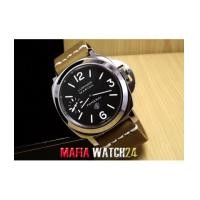 ราคา M0409 นาฬิกา Panerai Luminor Marina LOGO 44 mm. PAM005 สายหนังแนววินเทจ เบานุ่มงานหายากนาน ๆ มาที (4648357)