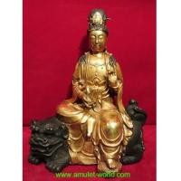 ราคา พระแม่กวนอิม ประทับนั่งบนสิงห์ หน้าตัก 5 นิ้ว เนื้อสัตตะโลหะ (5005055)