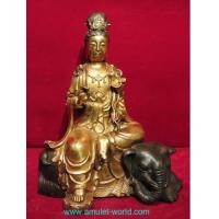 ราคา พระแม่กวนอิม ประทับนั่งบนช้าง หน้าตัก 5 นิ้ว เนื้อสัตตะโลหะ (5005009)