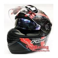 ราคา หมวกกันน็อค REAL BRAVO ปี 2017 แว่น 2 ชั้น ลาย ELECTRO ดำแดง (6950125)