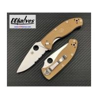 ราคา มีดพับ Spyderco Tenacious Lightweight Folding Knife Satin Combo Blade, Tan FRN Handles (C122PSTN) (7503926)