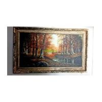 ราคา ภาพวาดสีน้ำมันเก่าบนแผ่นไม้ กรอบไม้เก่า (6935110)