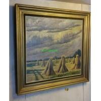 ราคา ภาพวาดสีน้ำมันเก่าบนแผ่นไม้ กรอบไม้เก่างานฝรั่งเศส (6917799)