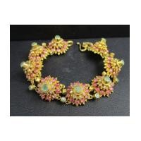 ราคา สร้อยข้อมือ 3 สี กระจุกพิกุล ทับทิม มรกต เพชรซีก รอบเส้น ทอง90 แบบงานโบราณ สวยมาก นน. 15.41 g (7504202)