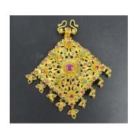 ราคา จี้ อุบะ 3 สี 9 ยอด + เข็มกลัด ทับทิม มรกต เพชรซีก ตุ้งติ้ง ทอง90 แบบงานโบราณ สวยมาก นน. 43.30 g (7502084)