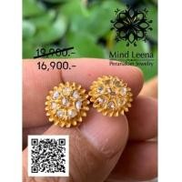 ราคา ต่างหูเพชรซีกดอกจอก งานเปอรานากันโบราณ (7500184)