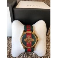 ราคา GUCCI Swiss Le Marche Des Merveilles Green Red Striped Nylon Watch YA126487 (7296721)