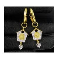 ราคา ต่างหู ห่วงทอง นาฬิกาไขลาน ตุ้งติ้ง ฝังเพชร 28 เม็ด 0.50 กะรัต ทอง90 งานสวย น่ารักมาก นน. 8.05 g (7394721)