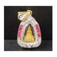 ราคา พระหลวงพ่อโสธร เนื้อทองคำ กรอบทอง ฝังทับทิม Princess เพชร 15 เม็ด 0.15 กะรัต นน. 5.44 g (7394163)
