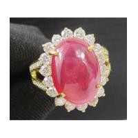 ราคา แหวน ทับทิม หลังเบี้ย เนื้อแก้ว ล้อมเพชร 18/1.08 ct ฝังเพชร 20/0.20 ct ทอง90 งานสวยมาก นน. 7.50 g (7386590)