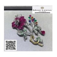 ราคา เข็มกลัดทับทิม ประดับเพชรแท้และพลอยแท้หลากสี (7376387)