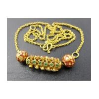 ราคา สร้อยคอ ปะวะหล่ำ 3 สี ทับทิม มรกต เพชรซีก คั่นเม็ดทอง ลงยา ทอง90 งานเก่า ทองโบราณ สวยมาก นน. 8.54 g (7371282)