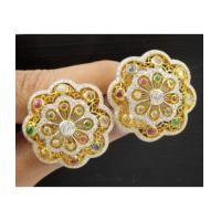 ราคา ต่างหู พลอยนพเก้า ฉลุลาย ฝังเพชร 2/0.40 ct ล้อมเพชร 192/1.50 ct ทอง90 งานสวยมาก นน. 19.34 g (7368689)