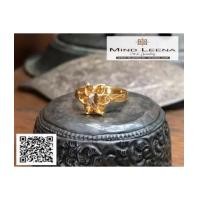 ราคา แหวนเพชรซีกโบราณ แหวนดอกพิกุลฝังเพชรซีก 1 เม็ด (7364168)