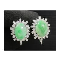 ราคา ต่างหู หยก หลังเบี้ย ล้อมเพชร 40 เม็ด 1.40 กะรัต แป้นเกลียวหนีบ งานทองขาวโบราณ(ปาหะ) นน. 8.21 (7360013)