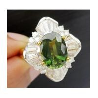 ราคา แหวน เขียวส่อง เจียร ล้อมเพชร 32 เม็ด 1.16 กะรัต ทอง90 เพชรขาว พลอยสวยมาก นน. 9.90 g (7358054)