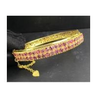 ราคา กำไล ทับทิม เจียร 2 แถว ฉลุลาย ครึ่งหน้า ทอง90 หลุดจำนำ งานสวยมาก นน. 22.23 g (7347875)