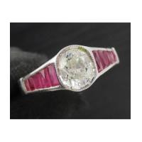 ราคา แหวน เพชร Oval 0.75 กะรัต ฝังทับทิม เจียร ทอง90ขาว เพชรขาว สวยมาก นน. 4.22 g (7340349)