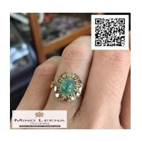ราคา แหวนมรกตล้อมเพชรซีกงานโบราณ (7337442)