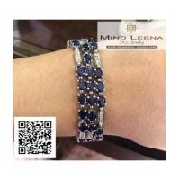 ราคา สร้อยข้อมือไพลินประดับเพชรแท้เบลเยี่ยม (7320481)
